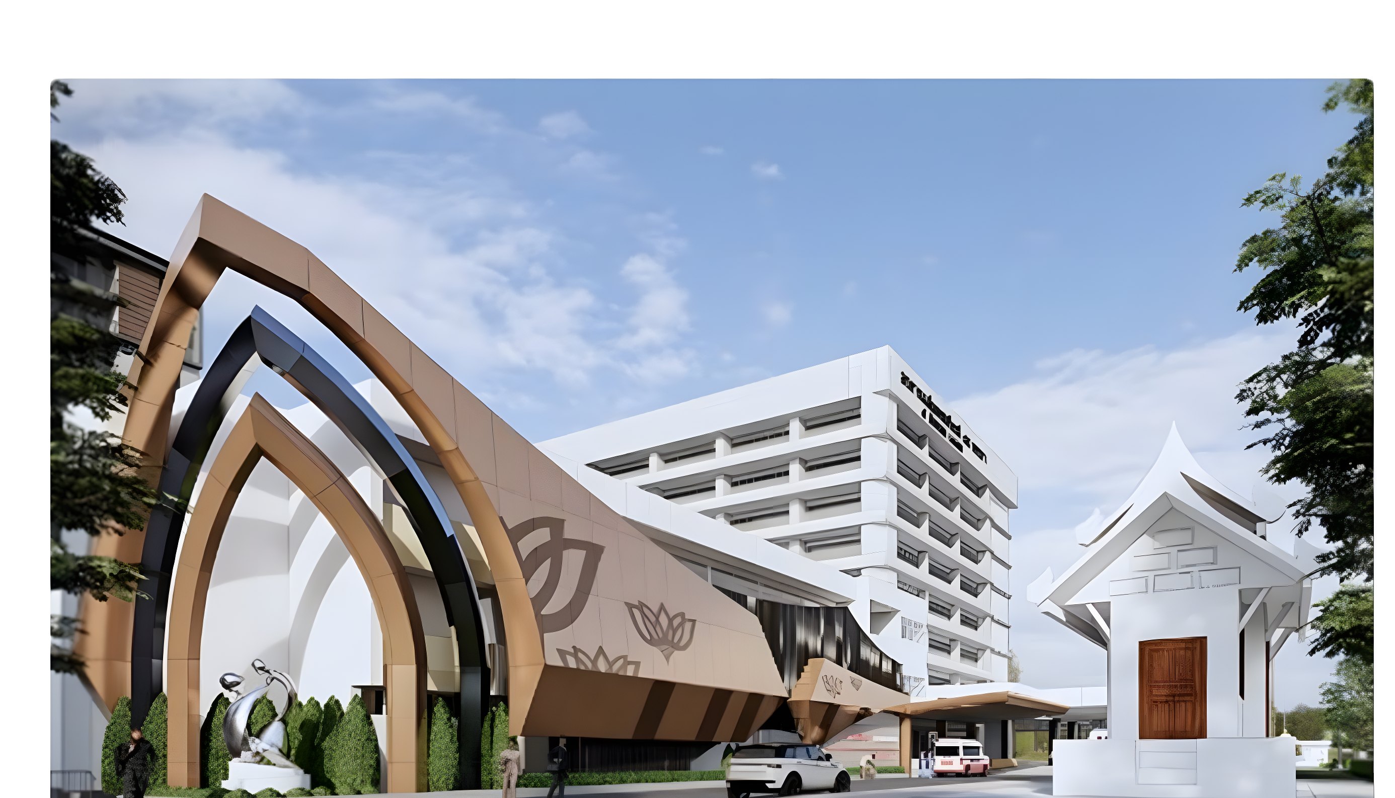ผลงานออกแบบ Canopy ทางเข้าโรงพยาบาลปทุมธานี โดยมัจฉานุ